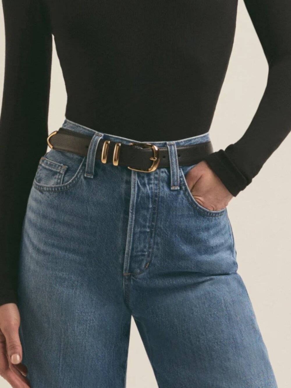 Favorite Daughter Jordan Belt, Black / Gold, Size Small (NWT)